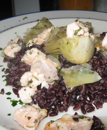 foto ricetta Riso nero con carciofi e salmone 