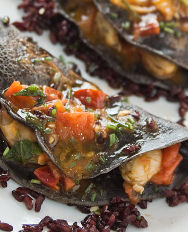 foto ricetta Crespelle di riso venere e sautè di cozze 