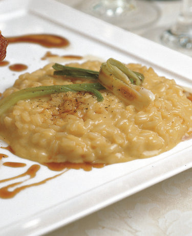 foto ricetta Riso con cipollotto fresco e maialino croccante 
